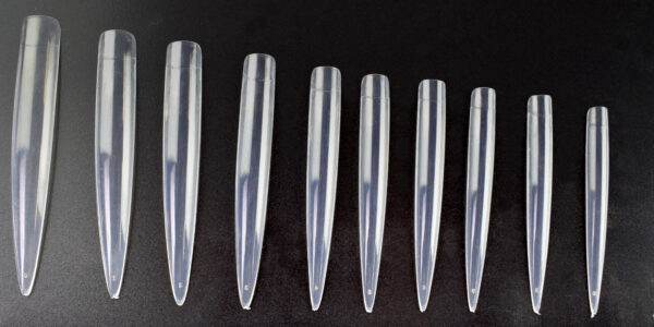 Tip box tips Stiletto clear 10 pcs straight